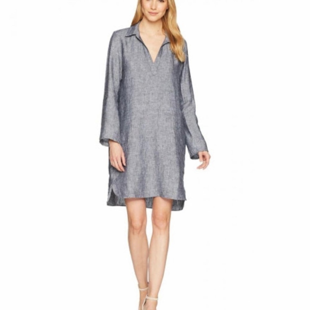 Elliott Lauren Linen Shirt Dress Long Sleeve Women’s Size Medium Charcoal